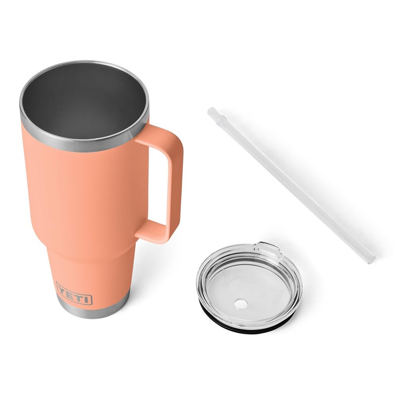 YETI Rambler 42 oz Tumbler with Handle and Straw Lid, Travel Mug Water Tumbler, Vacuum Insulated Cup with Handle, Stainless Steel, Lowcountry Peach - Image 5