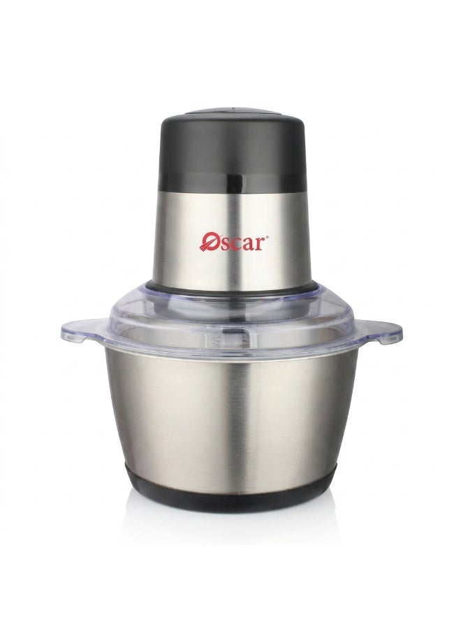OSCAR Electric Food Chopper 400W, 1L Glass Bowl, 2 Speed Control, Multi-Purpose Vegetable Cutter, Meat Grinder & Mini Food Processor for Kitchen – OC202D | 2 Year Warranty