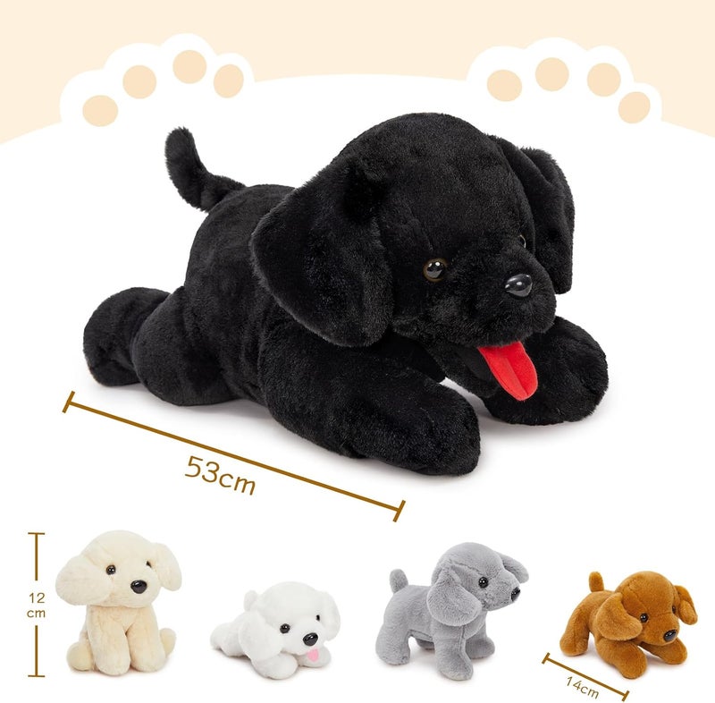 MorisMos 53 cm Long Black Labrador Cuddly Toy XXL with 4 Babies in Belly, Soft Plush Dog Stuffed Toy, Birthday Christmas Gift Children - Image 4