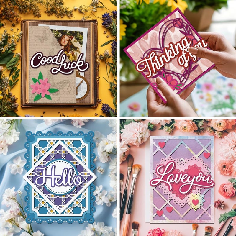 MAYJOYDIY Blessing Words Metal Die Cuts Celebration Cutting Dies Greetings Words Metal Embossing Stencil Sentiments Texts Carbon Steel Die Cuts for DIY Scrapbooking Decor Wedding Birthday Card Making - Image 5
