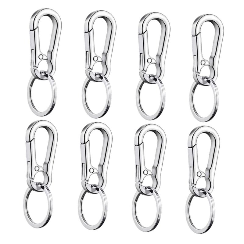 Metal Carabiner Keychain Clip Set 8pcs Lightweight Durable Holder Outdoor - Image 2