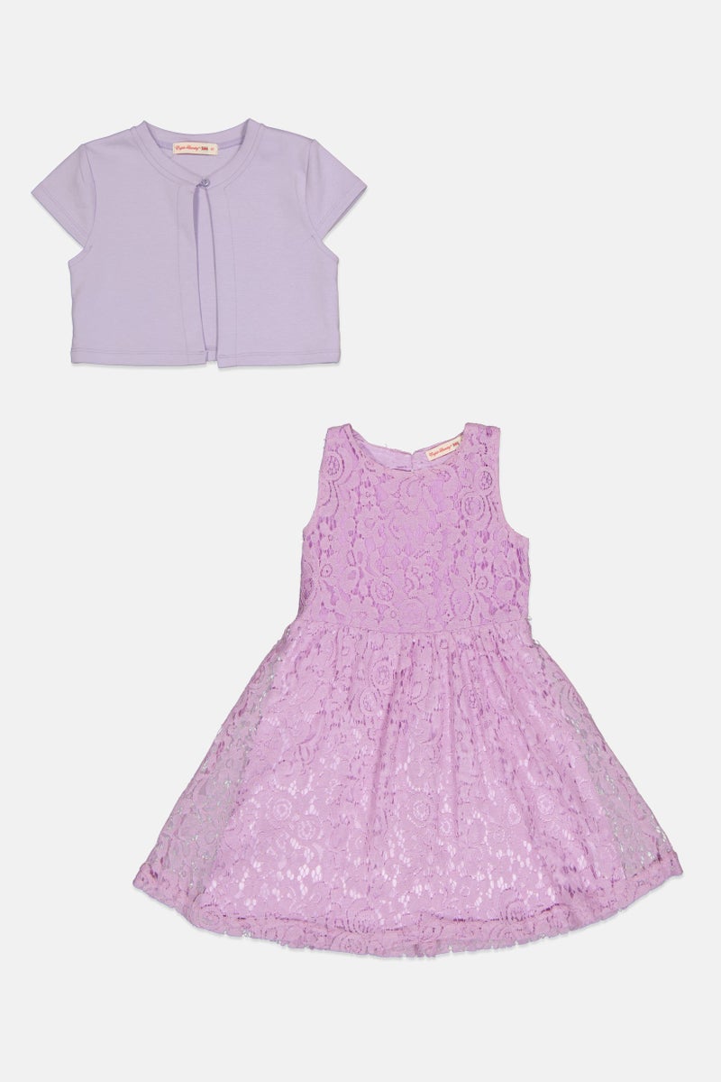 English Laundry Toddlers Girl 2 Pieces Textured Top And Dress Set, Lavender - Image 1