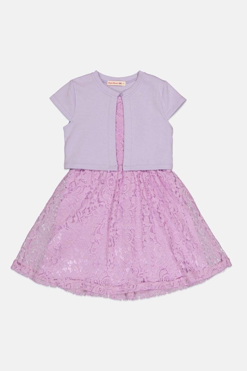 English Laundry Toddlers Girl 2 Pieces Textured Top And Dress Set, Lavender - Image 2