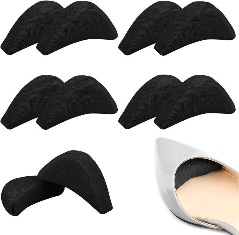 GOETOR Shoe Filler Inserts 5 Pairs Toe Cushion Fillers Loose Shoes Foam Toe Filler to Make Big Shoes Fit Half-Size Insoles Adjust Shoe for High Heels Dress Shoes Boots (Black)