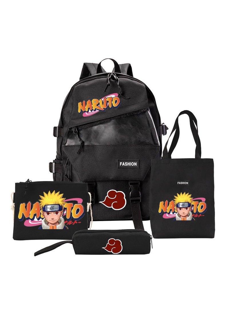 KUYING Four Piece Naruto Backpack Anime Backpack 
