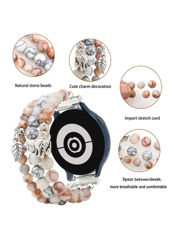 LuReen Beaded Bracelet Band Compatible with Galaxy Watch 7/6/5/4 40mm 44mm/Watch 6 Classic 43mm 47mm/Watch 5 Pro 45mm/Watch 4 Classic/Active 2 Band, 20mm Elastic Stretchy Strap Wristband for Women - Image 5