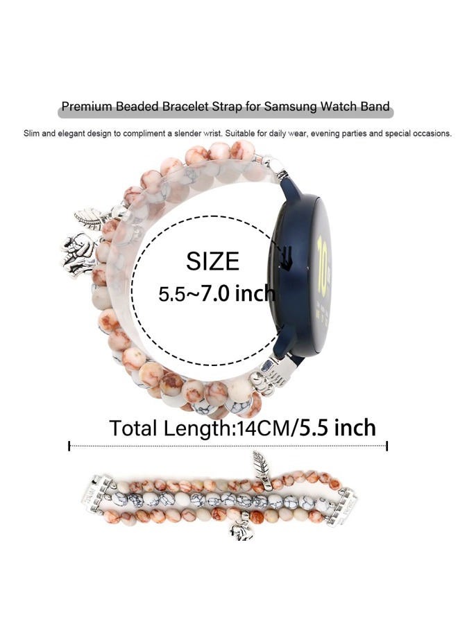 LuReen Beaded Bracelet Band Compatible with Galaxy Watch 7/6/5/4 40mm 44mm/Watch 6 Classic 43mm 47mm/Watch 5 Pro 45mm/Watch 4 Classic/Active 2 Band, 20mm Elastic Stretchy Strap Wristband for Women - Image 3
