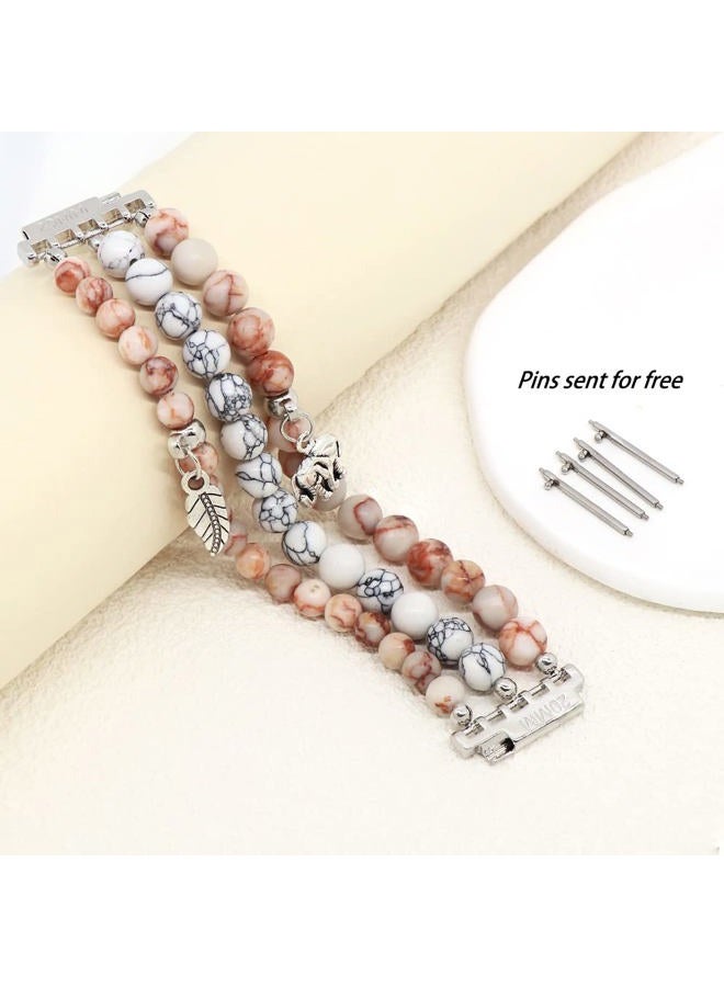 LuReen Beaded Bracelet Band Compatible with Galaxy Watch 7/6/5/4 40mm 44mm/Watch 6 Classic 43mm 47mm/Watch 5 Pro 45mm/Watch 4 Classic/Active 2 Band, 20mm Elastic Stretchy Strap Wristband for Women - Image 2