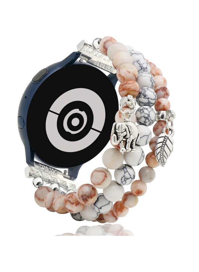 LuReen Beaded Bracelet Band Compatible with Galaxy Watch 7/6/5/4 40mm 44mm/Watch 6 Classic 43mm 47mm/Watch 5 Pro 45mm/Watch 4 Classic/Active 2 Band, 20mm Elastic Stretchy Strap Wristband for Women - Image 1
