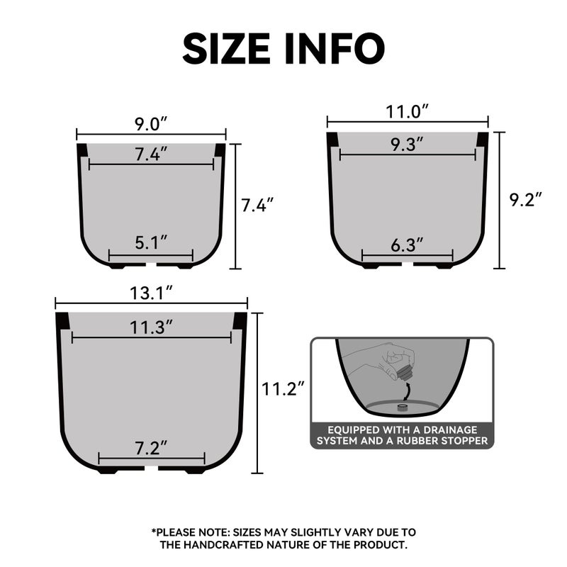 Kante Round Concrete Planter, 13.2 Inch Dia Classic Style Large Plant Pot with Drainage Hole for Indoor & Outdoor Plants, Ideal for Home, Patio, Garden, Weathered Concrete - Image 2