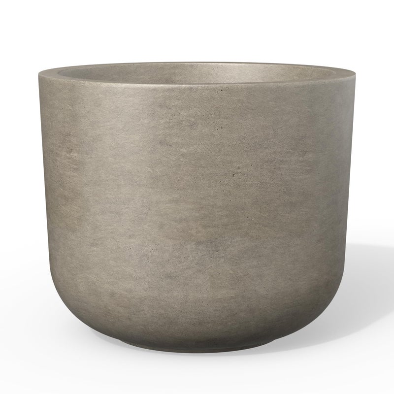 Kante Round Concrete Planter, 13.2 Inch Dia Classic Style Large Plant Pot with Drainage Hole for Indoor & Outdoor Plants, Ideal for Home, Patio, Garden, Weathered Concrete - Image 1