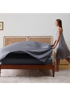 Bedsure Cooling King Size Sheets 100 Percent Viscose From Bamboo Sheets 16 Inch Deep Pocket Cooling Sheets Breathable And Silk Like King Sheets Hotel Bedding Sheets And Pillowcases Gray  - Image 3