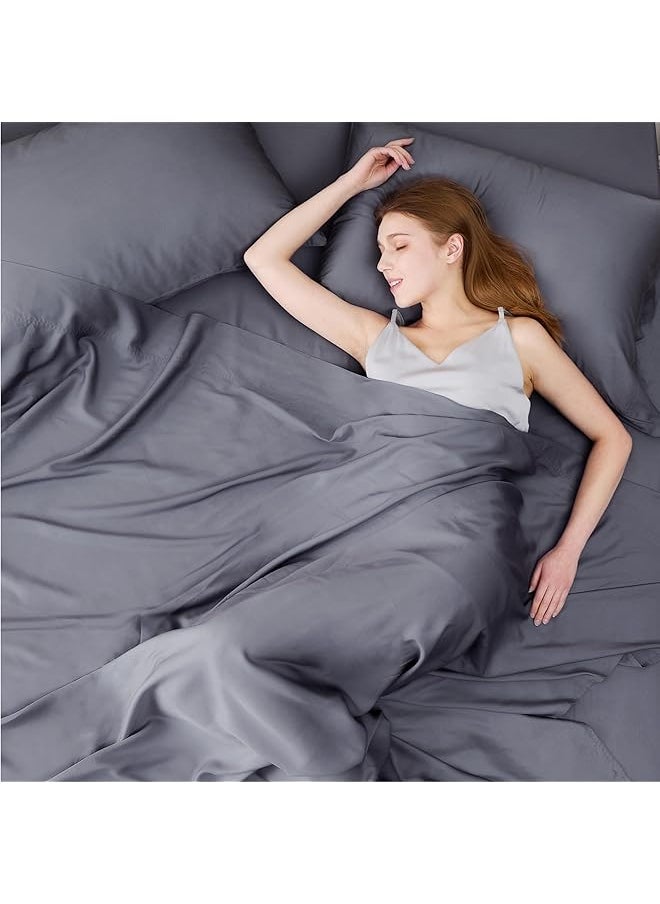 Bedsure - Cooling King Size Sheets 100 Percent Viscose From Bamboo Sheets 16 Inch Deep Pocket Cooling Sheets Breathable And Silk Like King Sheets Hotel Bedding Sheets And Pillowcases Gray - Image 1
