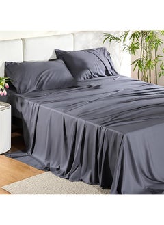 Bedsure Cooling King Size Sheets 100 Percent Viscose From Bamboo Sheets 16 Inch Deep Pocket Cooling Sheets Breathable And Silk Like King Sheets Hotel Bedding Sheets And Pillowcases Gray  - Image 1