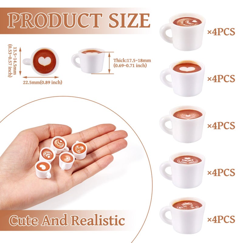 BB Beadthoven Beadthoven 20Pcs Mini Resin Coffee Cups 5 Styles Miniature Coffee Mug Tiny Coffee Drink Beverage Dollhouse Accessories For Doll Kitchen Play Christmas Party Decoration Keychain Earring Making - Image 3