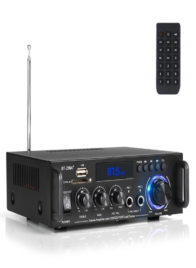 Romicta Stereo Audio Amplifier, 300W Home 2 Channel Wireless Bluetooth 5.0 Power Amplifier System, Home Amplifiers FM Radio, USB, SD Card, with Remote Control Home Theater Audio Stereo System - Image 1