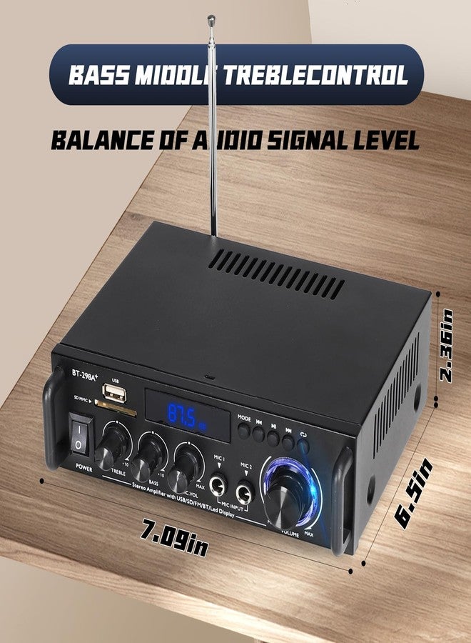 Romicta Stereo Audio Amplifier, 300W Home 2 Channel Wireless Bluetooth 5.0 Power Amplifier System, Home Amplifiers FM Radio, USB, SD Card, with Remote Control Home Theater Audio Stereo System - Image 5