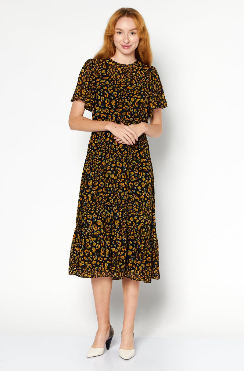 Lost + Wander Women Allover Print Midi Dress, Black Combo - Image 1