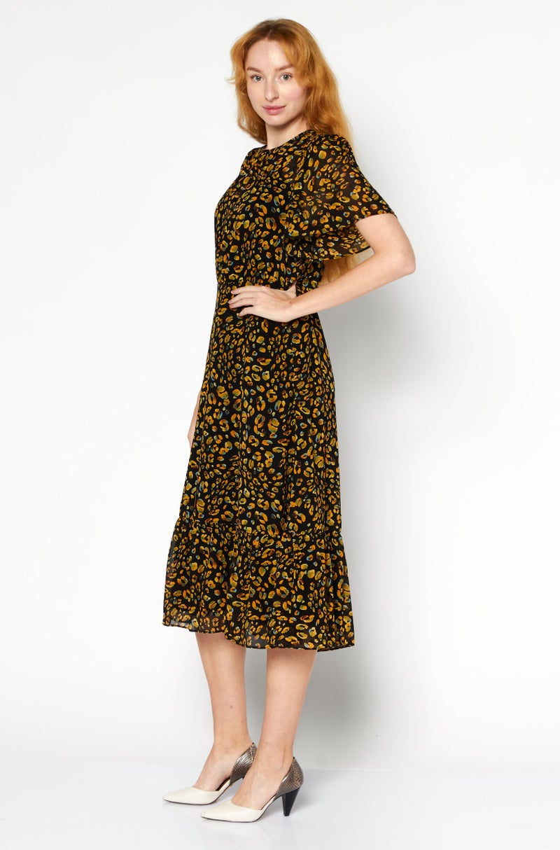 Lost + Wander Women Allover Print Midi Dress, Black Combo - Image 2