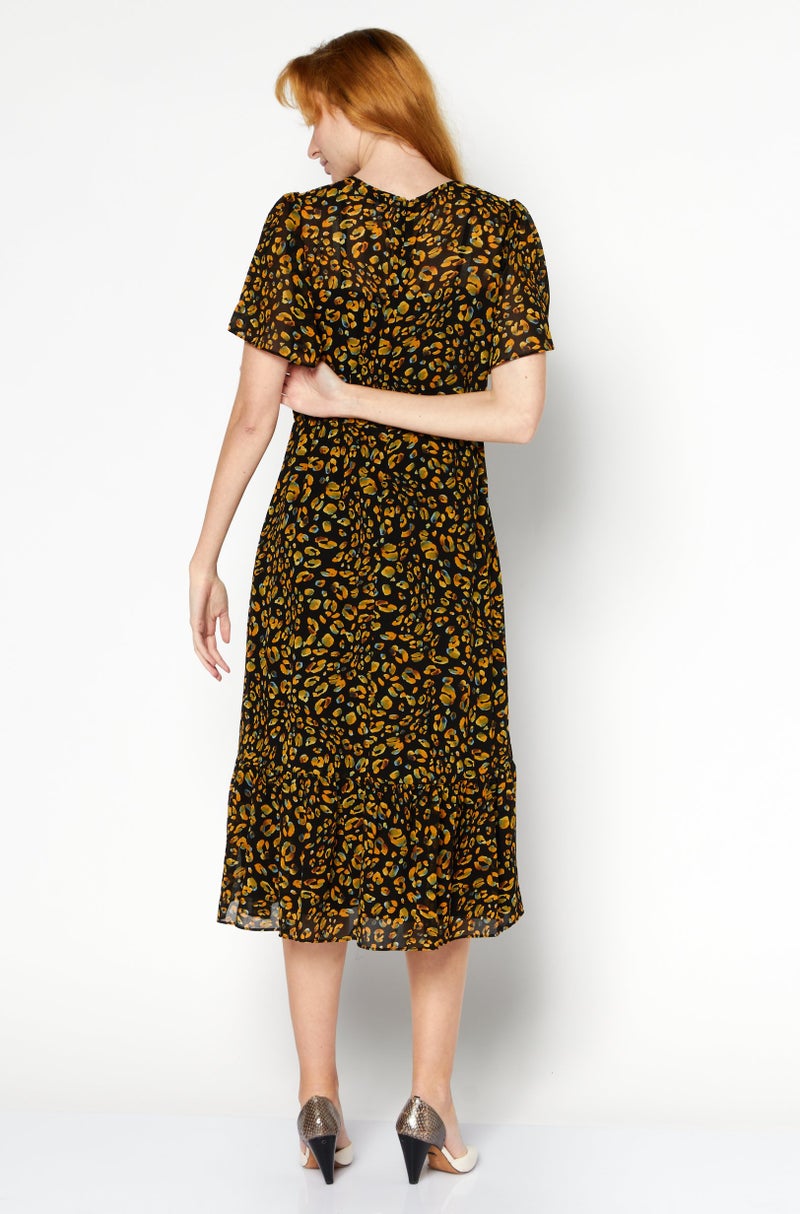 Lost + Wander Women Allover Print Midi Dress, Black Combo - Image 3