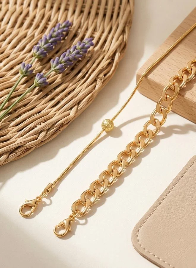 Take Two  Set of 2 - Solid Chain Anklet for Women | Best Price UAE