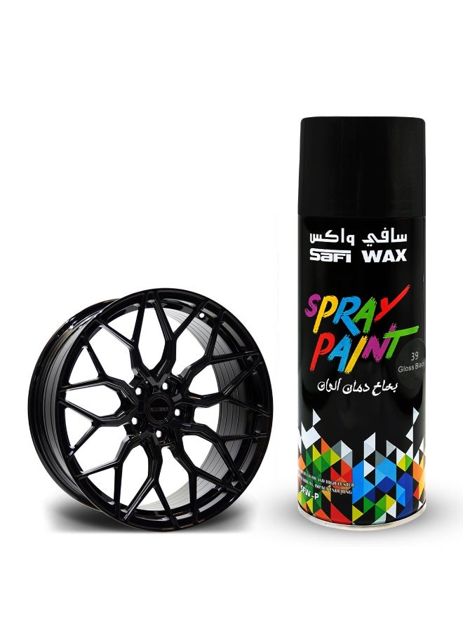 Safi WAX Gloss Black Spray Paint 450ml for Metal Wood Glass Canvas Plastic Walls Quick Dry High Gloss Finish Strong Adhesion Indoor Outdoor Use for Automotive Touch Up Home Decor DIY Projects Rust Covering Fast Drying Smooth Coating Durable Long Lasting Protection - Image 1