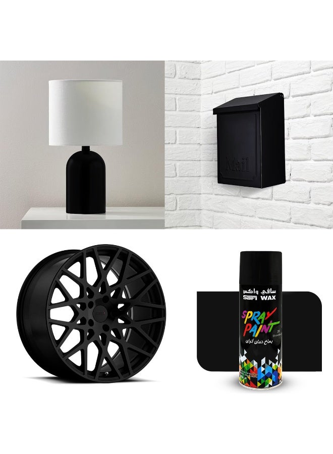 Safi WAX Gloss Black Spray Paint 450ml for Metal Wood Glass Canvas Plastic Walls Quick Dry High Gloss Finish Strong Adhesion Indoor Outdoor Use for Automotive Touch Up Home Decor DIY Projects Rust Covering Fast Drying Smooth Coating Durable Long Lasting Protection - Image 4