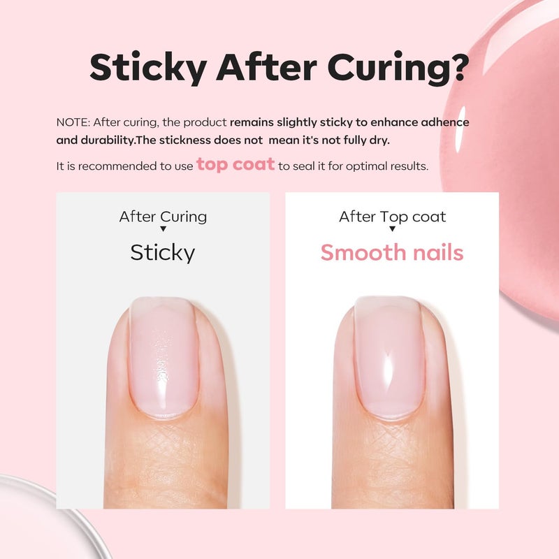 modelones Builder Nail Gel, 2 Pcs Clear and Rose Nude Pink Builder Nail Polish for Thickening Apex Building 8-in-One Rubber Color Base Polish Strengthener Extend Gel LED Lamp Cured 10 ml DIY Salon - Image 5