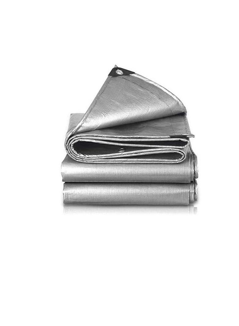 غطاء أرضي مقاوم للماء غطاء خيمة مأوى غطاء مطر مقاوم للغبار غطاء مشمع (24 × 24 ، فضي) - Image 3