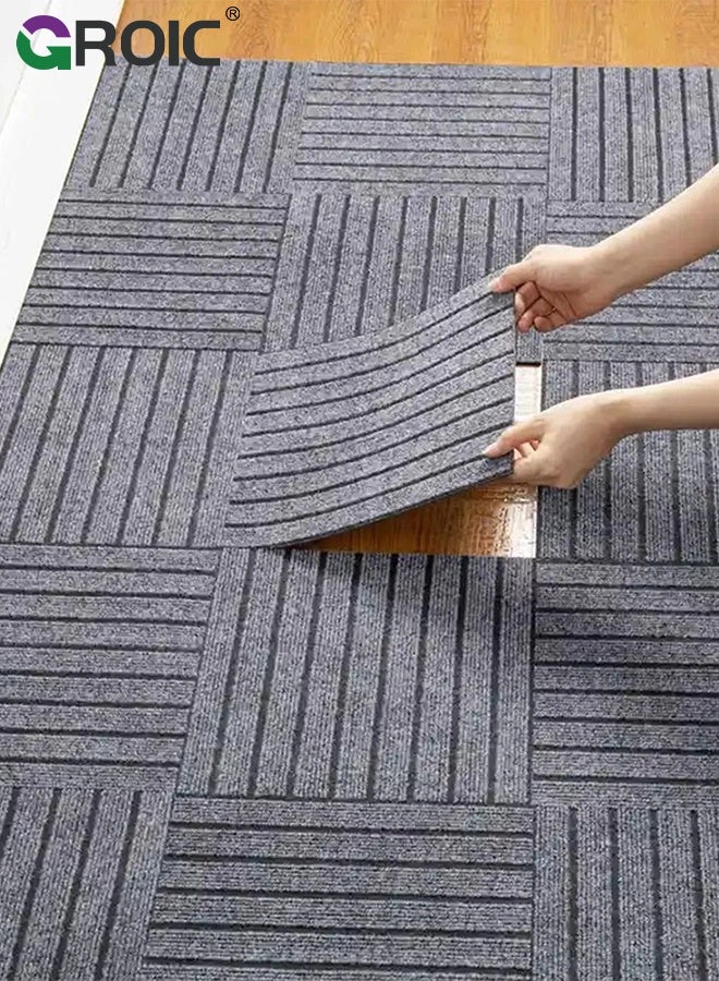 GROIC 12pcs Self-Adhesive Carpet, 30×30CM, Tiles Anti-Slip Reusable Carpet, Durable Polyester Squares Peel and Stick Carpet Floor Tile, Easy Install DIY for Bedroom Living Room Kitchen Indoor Outdoor - Image 5