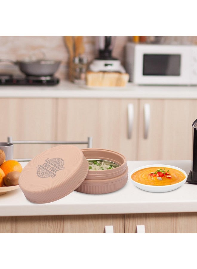 JAYPEE JAYPEE Mini Max Lunch Box for School, Office, Ideal for Snacks and Meal, Keeps Food Hot & Fresh Insulated Stainless Steel Inner with Plastic Dish Inside for Office, College and Picnic, Peach, 415 ml - Image 2