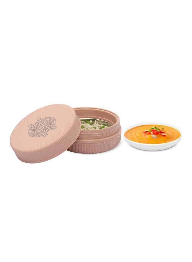 JAYPEE JAYPEE Mini Max Lunch Box for School, Office, Ideal for Snacks and Meal, Keeps Food Hot & Fresh Insulated Stainless Steel Inner with Plastic Dish Inside for Office, College and Picnic, Peach, 415 ml - Image 4