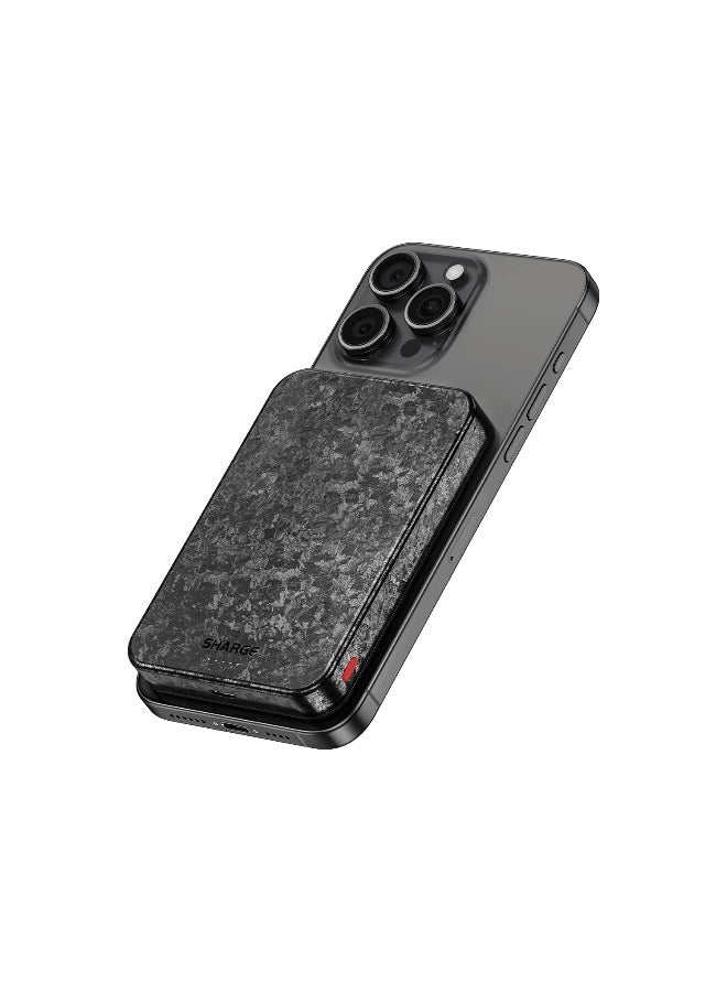 SHARGE CarbonMag Magsafe Portable Charger 10000mAh Qi2 Certified Magnetic Carbon Fiber Power Bank Lightweight PD20W Fast Charging Battery Pack for iPhone 16/15/14/13/12 Series Black - Image 2