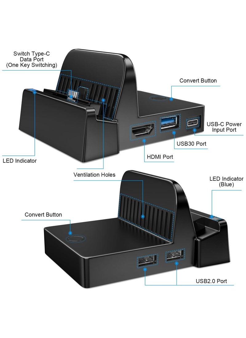 AOLION - Portable Switch TV Docking Station with 4K/1080P HDMI and USB 3.0 - Dock for Nintendo Switch/Switch OLED Model (No Charging Cable) - Image 1
