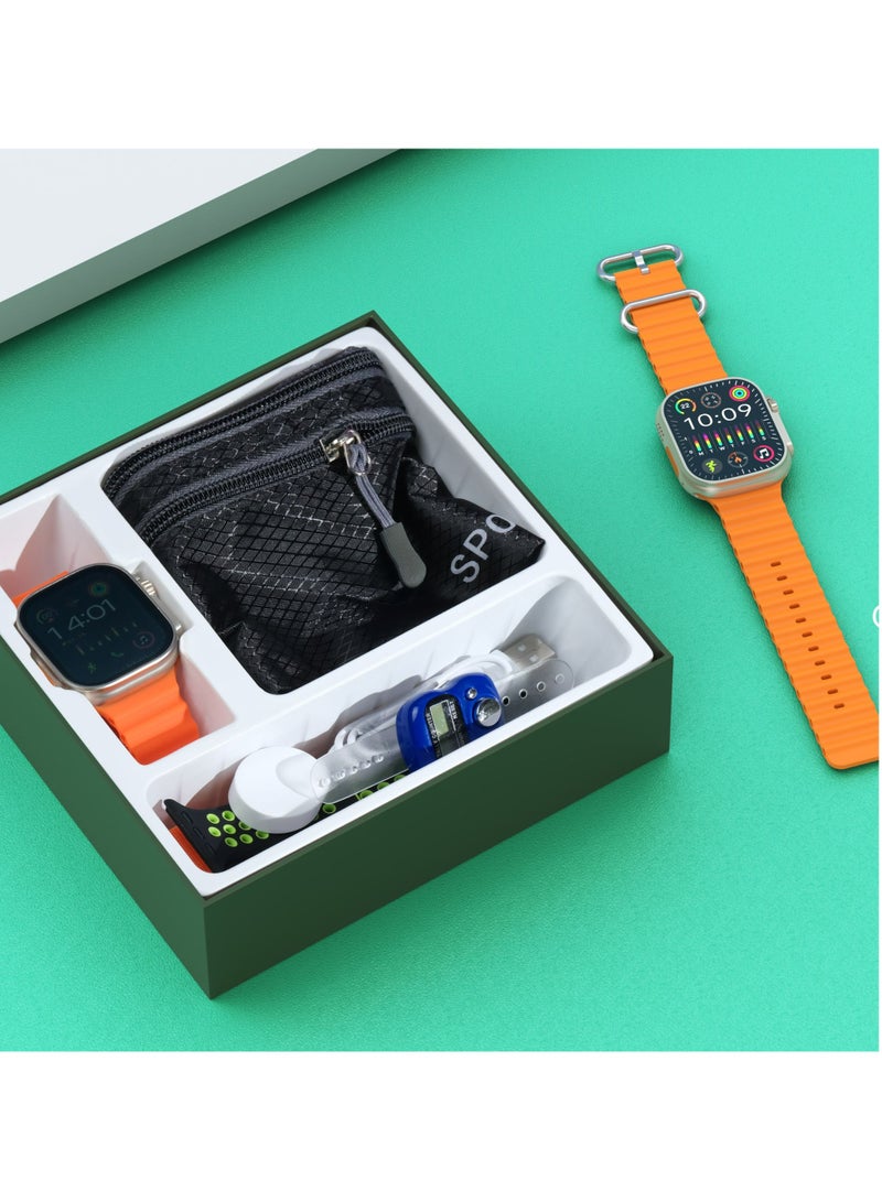 modio MH-1 Wireless Charging Smartwatch – 2.2" Large Display, 4 Straps Included, Bluetooth 3.0, NFC, Voice Assistant, Built-in Speaker & Mic, Multi-Sport Modes, Health & Fitness Tracking, Waterproof Zinc Alloy Body – Black - Image 3