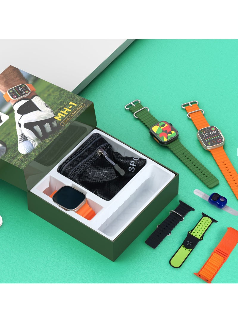 modio MH-1 Wireless Charging Smartwatch – 2.2" Large Display, 4 Straps Included, Bluetooth 3.0, NFC, Voice Assistant, Built-in Speaker & Mic, Multi-Sport Modes, Health & Fitness Tracking, Waterproof Zinc Alloy Body – Black - Image 5