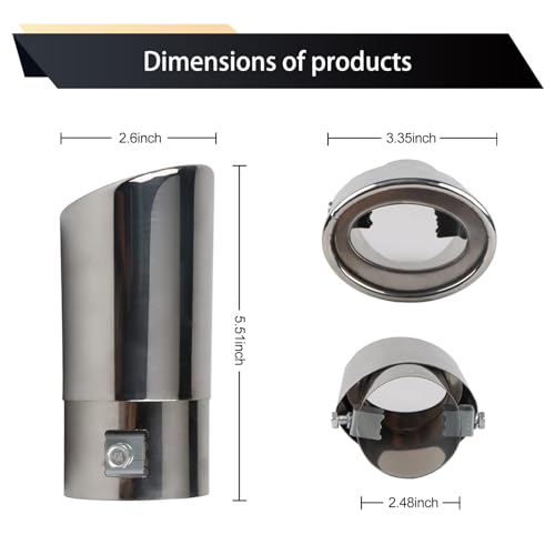 UGSHY 1 PC Car Tail Throat Exhaust Pipe 55In x 25In Metal Vehicle Modification Muffler Tailpipe Universal Durable Straight Automotive Tail Pipe Accessories for Truck SUV Bright Silver - Image 3