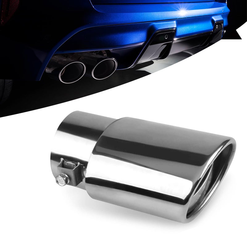UGSHY 1 PC Car Tail Throat Exhaust Pipe 55In x 25In Metal Vehicle Modification Muffler Tailpipe Universal Durable Straight Automotive Tail Pipe Accessories for Truck SUV Bright Silver - Image 2