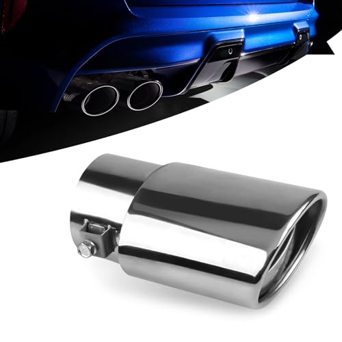 UGSHY 1 PC Car Tail Throat Exhaust Pipe 55In x 25In Metal Vehicle Modification Muffler Tailpipe Universal Durable Straight Automotive Tail Pipe Accessories for Truck SUV Bright Silver - Image 1