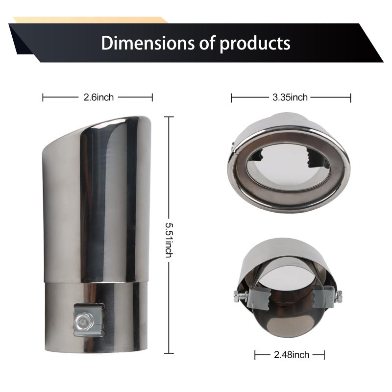 UGSHY 1 PC Car Tail Throat Exhaust Pipe 55In x 25In Metal Vehicle Modification Muffler Tailpipe Universal Durable Straight Automotive Tail Pipe Accessories for Truck SUV Bright Silver - Image 4