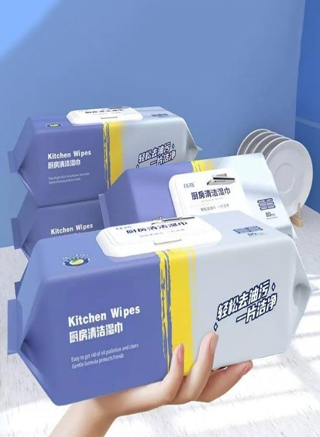 Fixily Kitchen Wipes, Disposable Wet Cleaning Wipes, 80 Count Pack for Heavy Oil Household Cleaning Cloth Easy Oil Removal Wiping Wipe's for Range Hood Dining Table, Kitchen, Car, Office - Image 1