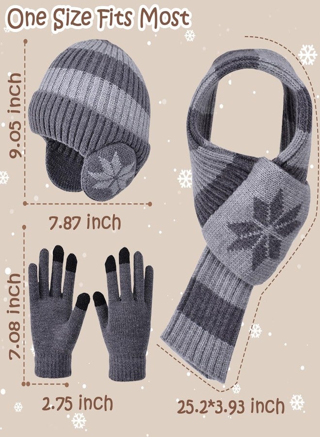 KMOLY Kids Winter Hat Scarf Gloves Set 3Pcs, 3-12Y Fleece Lined Beanie With Earmuffs Double Layer Scarf Touchscreen Gloves Toddlers (Black) - Image 5