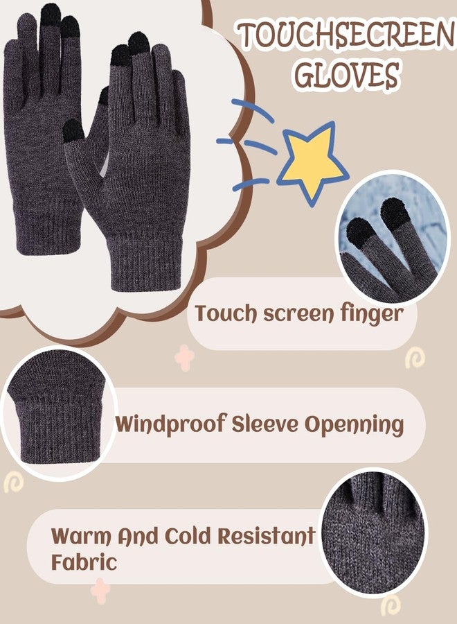 KMOLY Kids Winter Hat Scarf Gloves Set 3Pcs, 3-12Y Fleece Lined Beanie With Earmuffs Double Layer Scarf Touchscreen Gloves Toddlers (Black) - Image 3