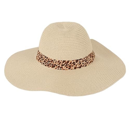 FabSeasons Polyester Chic Foldable Women's Sun Hat - Stylish Wide Brim Beach Cap For Summer Sun Protection - Packable And Versatile! For Poolside Lounging Or Beach Escapes,Beige,2,Free Size - Image 1