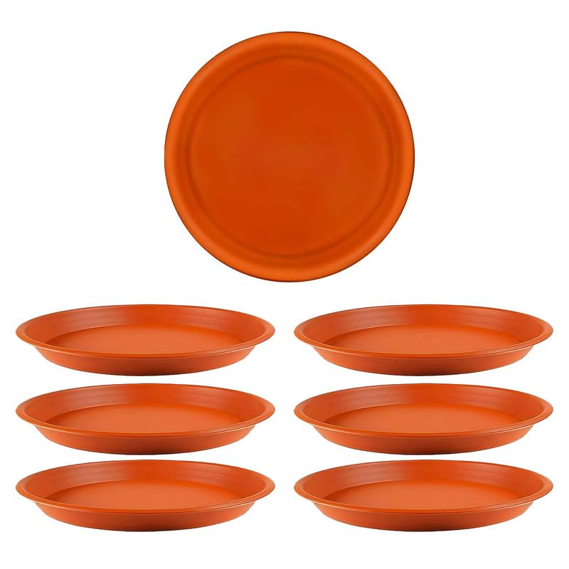 Cinagro UV Treated 5.5 Inch Round Bottom Trays - Pack of 6, Fits 6 inch Round Pots, Gamla Saucer Plate, Durable Planter Drip Trays for Pots, Round Water Collection Plate for Indoor & Outdoor Plants - Image 1