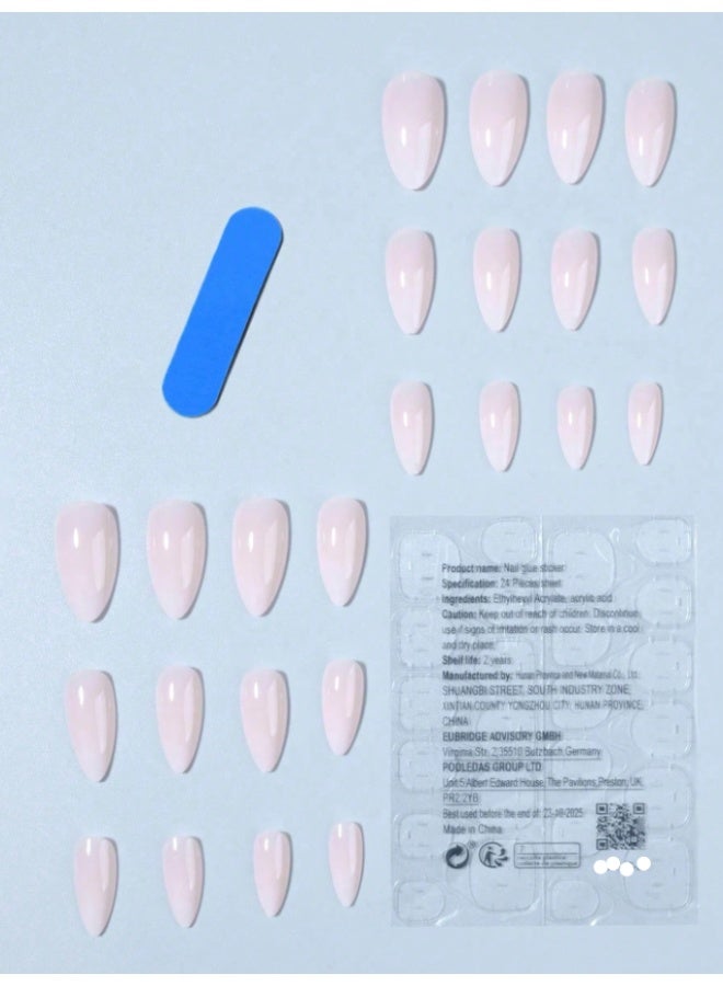 Tuline French almond ombre colored artificial nails, 24 pieces - Image 3