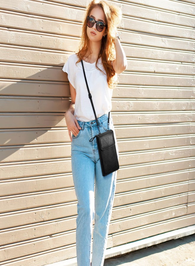 كوكو حقيبة كروس صغيرة من الجلد الصناعي من KUKOO للنساء، محفظة للهاتف المحمول مع فتحات لبطاقات الائتمان، لون أسود - Image 2