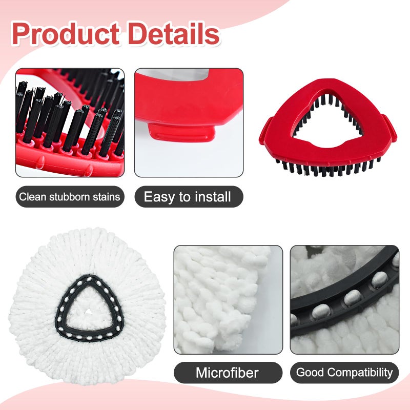 DLAIMI Mop Heads Replacement for Ocedar, Mop Replace Head for Ocedar EasyWring 1 Tank, Microfiber Spin Mop Refills, Include 5 Spin Mop Replacement Head Deep Cleaning Machine Washable with 2 Scrubber Mop Head - Image 5