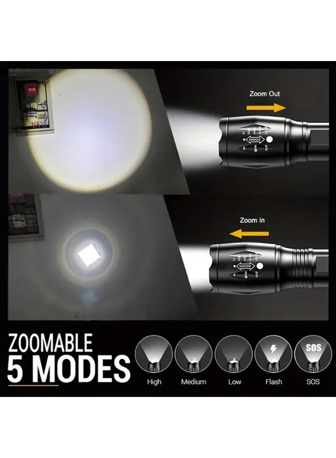 2pcs Ultra-Bright LED Flashlights – Zoomable & Portable Handheld Torch - Image 3