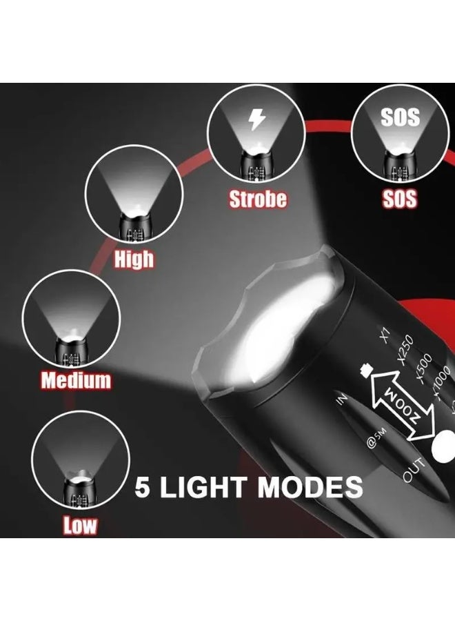 2pcs Ultra-Bright LED Flashlights – Zoomable & Portable Handheld Torch - Image 2